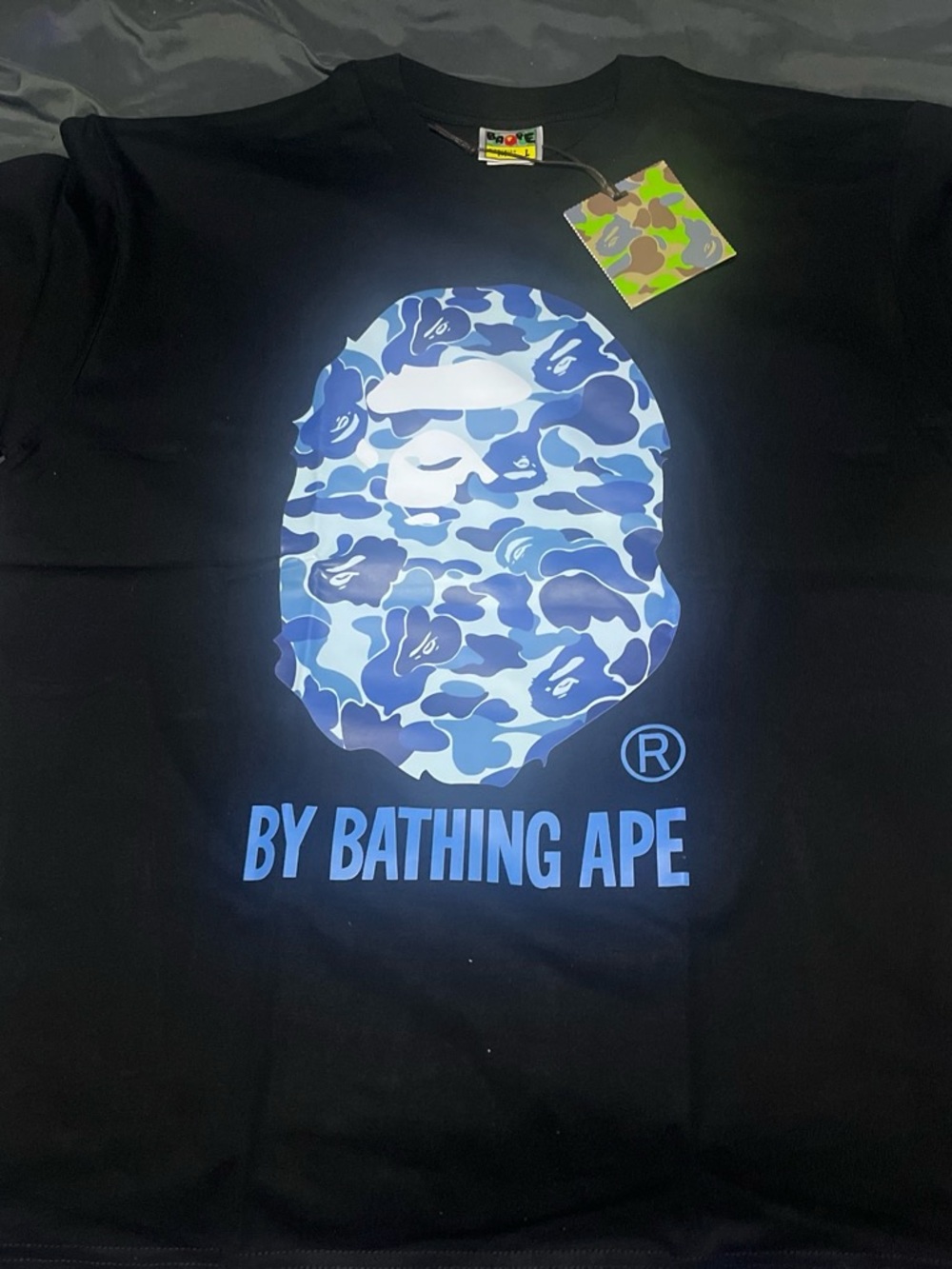 Bape Blue Camo Logo Tee